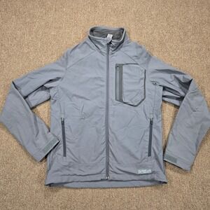 REI Softshell Jacket Mens Medium Gray Full Zip Outdoor Hiking Chest Pocket